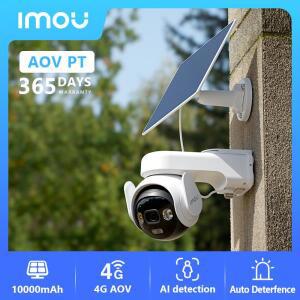 IMOU AOV PT 5MP 태양광 패널 360도 °   PTZ 야외 보안 카메라 4G LTE 와이파이 네트워크 10000mAh 배터리