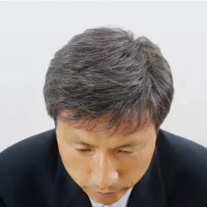 남성 중년 흰머리 통가발 가르마