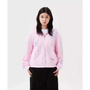 [정품] 와키윌리 아웃터 자켓 데일리 WACKY WILLY 우먼스 플라워 그래픽 후드집업 핑크
