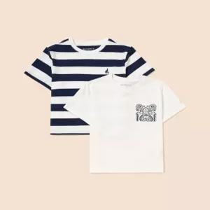 BI6442U040 빈폴 키즈 상의 핫썸머 스트라이프 페이즐리 티셔츠 2PCS 세트 아이
