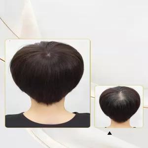 정수리 여성 인모 자연 x 가르마 볼륨 4 중년 부분가발 탑커버 15cm 블랙 4