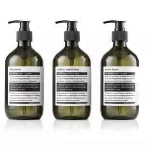 ALLUY 욕실 디스펜서 공병 500ml 3종 세트, 녹색병 3종세트, 1세트