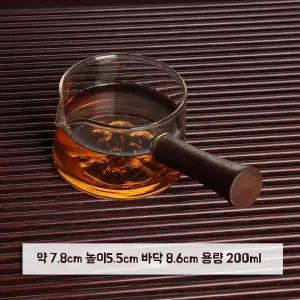 에스프레소잔 유리컵 카페 핸들 손잡이 우드 300ml