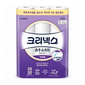 크리넥스 순수소프트 쿠션 내추럴 3겹 30M 30롤 x1팩