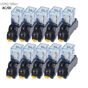 10set AC/DC 12V 36V 110V 220V 코일 전원 릴레이 LY2NJ DPDT 8 핀 HH62P JQX-13F 소켓 베이스 포함 OK
