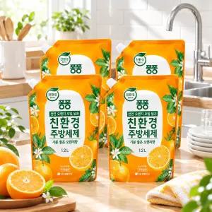 퐁퐁 친환경 주방세제 오렌지 1.2L 4개
