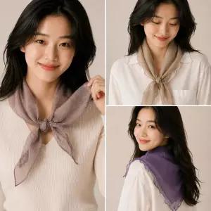 고품질 여성 삼각 스카프 케이프 쁘띠 목스카프 미니 봄 가을