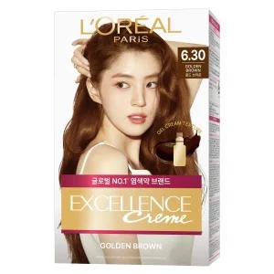 로레알파리 엑셀랑스 크림 빗캡으로 간편한 새치염색 염모제, 6.30호 골드 브라운, 1개