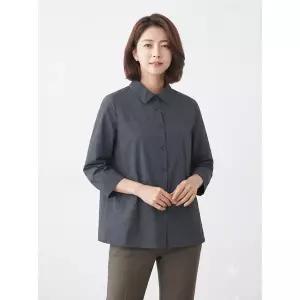 [아웃도어스/크로커다일레이디]셔츠 카라 아우터형 블라우스 다크블루 CLCFBL105