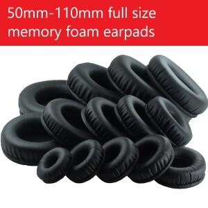 50mm 110mm 교체용 이어패드 헤드폰 일반 쿠션 원형 단백질 가죽 메모리폼