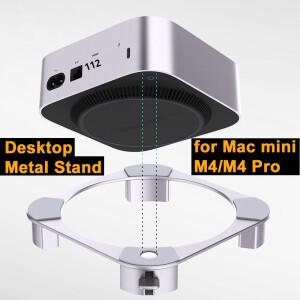 Mac Mini M4 Pro 2024 용 금속 데스크탑 거치대 스탠드 전원 버튼이있는 방열 알루미늄 마운트 독 냉각 홀