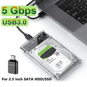 투명 HDD 케이스 인클로저 2.5인치 SATA to USB 3.0 Type-C 3.1 UASP 클리어 호환 하드 드라이브 하드디스