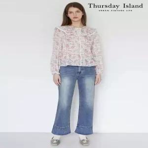 써스데이아일랜드Thursday Island 프릴 부츠컷 데님 팬츠T246MJE134W2745630