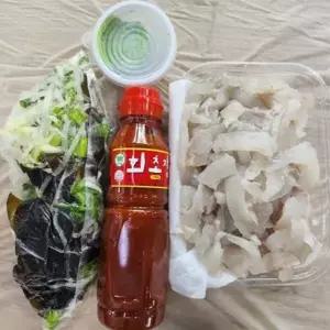 웰빙건어물 광어회 회를뜬무게450g 비빔야채 고추냉이 초장소 2~4인용 술안주 8580831