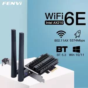 인텔 AX210 PCIe 무선 와이파이 어댑터 블루투스 5.3 6 카드 데스크탑 PC 지지대 윈도우 10/11 6E 5374Mbps