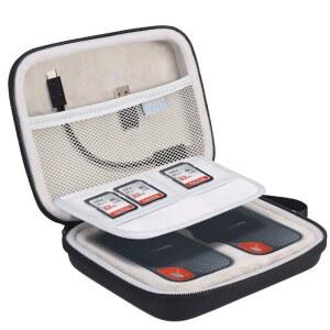 SANDISK EXTREME PORTABLE SSD용 LACDO 2-IN-1 하드 캐리어 케이스 블랙 | SDSSDE60-G25 G-DRIVE 모바일 외장 SSD 250GB 500GB 1TB 2TB USB 3.1 USB-C 충격 방지 보호 트래블 백에 적합합니다