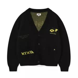 {백화점 정품} 와키윌리 [정품] 아웃터 자켓 데일리 WACKY WILLY 키키앤릴리 패치 브이넥 가디건 블랙