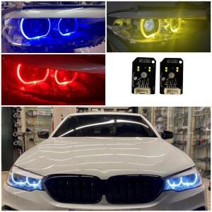 CSL 옐로우 엔젤 아이 2017-20 BMW 호환 호환 5 시리즈 G30 G31 F90 M5 530I M540IX 용 LED 헤드라이트 주