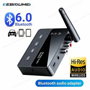 KEBIDUMEI Bluetooth6.0 수신기 송신기 낮은 대기 시간 무선 오디오 어댑터 3.5mm AUX RCA HIFI 차량용 스