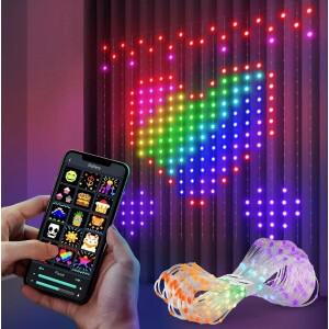 스마트 LED 커튼 커튼 조명 모바일 앱 리모컨으로 DIY 패턴 디스플레이 가능 침실 및 야외 벽 장식용 세트