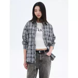 에잇세컨즈 빈티지 체크 오버핏 긴팔 셔츠 블루 165164AY2P