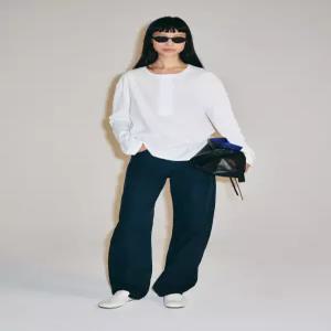 ZARA 린넨 버튼 라운드넥 티셔츠 - 화이트 0858/103/250