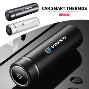 볼보 호환 R디자인 V40 XC90 S60 V90용 스마트 온도 표시 기능 자동차 스테인리스 스틸 보온병 물컵