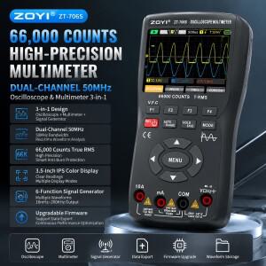 ZOYI ZT-706S  3-in-1 듀얼 채널 오실로스코프 멀티미터 50MHz (전기 기술자 전자 제품 자동차 수리용)