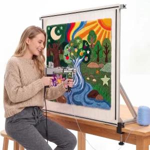 BESGEER 39.5 ×39.5 알루미늄 합금 메탈 터프팅 프레임 키트 펑크 방지 스트립과 천 포함 건용 테이블탑