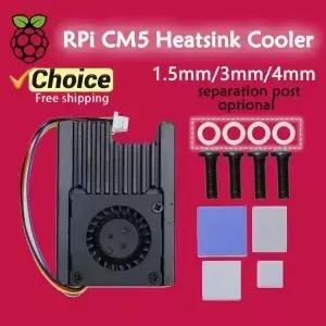 라즈베리 파이 CM5 히트싱크 쿨러 알루미늄(Rpi CM5용) 열전도성 실리콘 1.5mm/3mm/4mm 분리 포스트(옵션)
