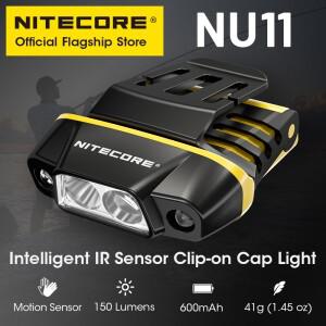 NITECORE NU11 스마트 IR 모션 센서 클립온 캡 라이트 90 ° 야간 낚시  배터리 내장 각도 조절 가능