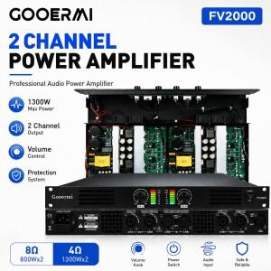 GOOERMI FV2000 2000W 2채널 스테레오 파워 앰프 디지털 오디오 PA 스테이지 스피커용 볼륨 조절 기능 포함