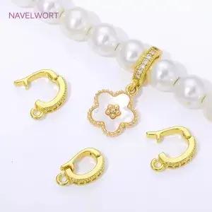 18K 금도금 황동 힌지 목걸이 장식 펜던트 홀더 DIY 제작 부자재