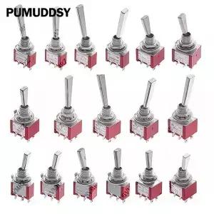 2PCS 6mm 패널 마운트 미니 토글 스위치 2/3 위치 ON OFF 잠금식 순간 작동 3/6P RC 모델 리모컨