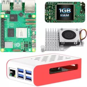 라즈베리 파이 5 RAM 1GB용 iRaspptek 기본 키트(파이5 케이스 및 액티브 쿨러 포함)