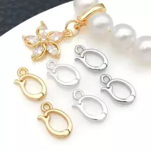 2개 6.5x11mm 18K 진짜 금 도금 황동 힌지형 참 장식용 베일 클래스프 DIY 팔찌 목걸이 귀걸이 쥬얼리