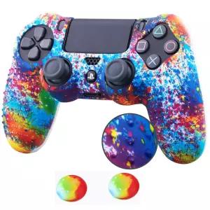 ZOMTOP PS4 컨트롤러 위장 스킨 엄지 그립 2개 미끄럼 방지 실리콘 커버 보호 케이스 소니 플레이스테이션
