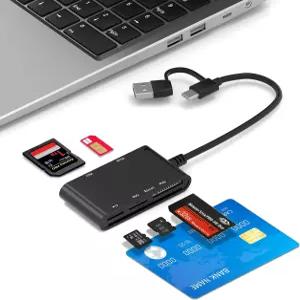 밀리터리 CAC SIM SD/TF/MS Pro Duo/M2/IC/PIV용 카드 리더기 7 in 2 Win/Mac/Linux/Android용 USB C/A