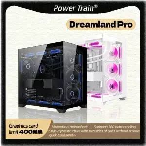 파워 트레인 드림랜드 프로 PC 게이밍 케이스 ATX MATX ITX 메인보드 360 수냉식 시뷰룸 양면 강화유리