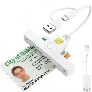 CAC 리더 2 in 1 Type C 듀얼 커넥터 DOD 군용 USB 공통 액세스 카드 스마트 Windows Mac OS 미니 폴드