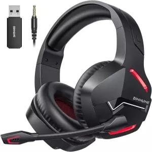 PS5 PC용 BINNUNE 무선 게이밍 헤드셋 120H 초장기 배터리 2.4GHz 및 블루투스 5.3 헤드폰 노이즈 캔슬링