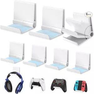 Xbox PS5 스위치용 6am 라이프스타일 6팩 접이식 컨트롤러 벽걸이 홀더 프로 강력 스크류 걸이 후크 안티