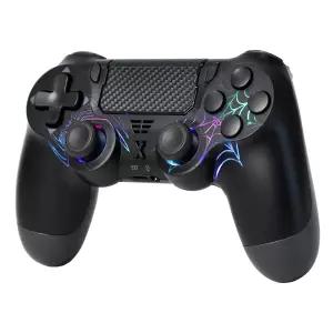 PS3/PS4/Pro/Slim 콘솔 듀얼 진동/6축 자이로 센서/오디오 기능(블랙)과 호환되는 JZW-Shop 무선 컨트롤러