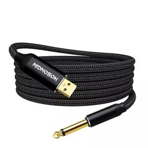HOSONGIN 업그레이드 버전 USB 기타 케이블 1/4인치 TS에서 컴퓨터 인터페이스 어댑터 악기 녹음용