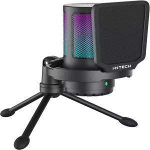 PC용 IXTECH USB 게이밍 마이크 삼각대 스탠드 팝 필터 회전 게인 버튼 스트리밍 게임 팟캐스트를 위한