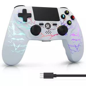 PS4용 ISHAKO 컨트롤러 소니 플레이스테이션 4/Pro/Slim/PC 윈도우용 라이트업 게임 RGB 제어 1000mah
