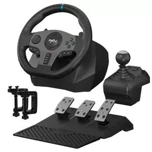 페달과 시프터가 장착된 PXN V9 게이밍 레이싱 휠 PC 스티어링 270/900 듀얼 모터 피드백 구동 PS4 Xbox