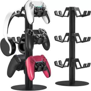 ZYTHRONE 3단 게임 컨트롤러 홀더 및 6개 X-Box PS5 N-스위치 헤드셋 호환되는 책상용 헤드폰 스탠드