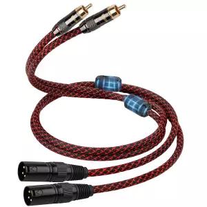 4코어 OFC 1.64ft/0.5m의 TODN HiFi XLR에서 RCA 오디오 케이블 애호가 남성에서 페라이트 비드 구리