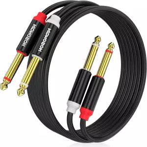 HOSONGIN 듀얼 1/4인치 TS에서 스테레오 인터커넥트 삽입 케이블 PVC 재킷 금도금 플러그 이중 차폐